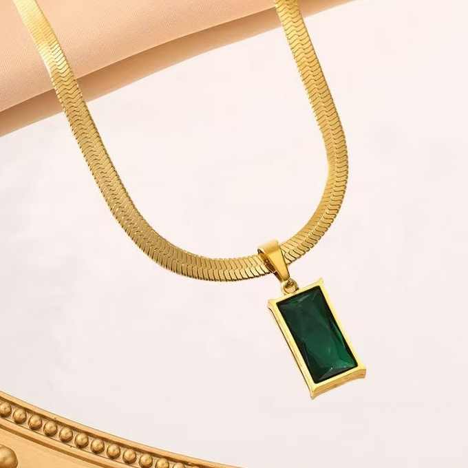 3pcs vintage boho jewelry set for 18k gold plated stainless steel green necklace earrings hypoallergenic bohemian wedding party vacation everyday sensitive light beige durable year round wear details 3