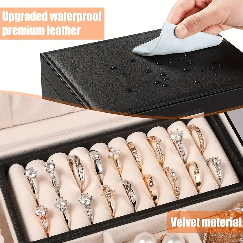women s jewelry organizer box with   lining - elegant black exterior, multi-tier storage case for necklaces, rings, earrings, bracelets - portable jewelry   for home, travel, gift - durable construction jewelry storage organizer,  ,  ,    , fashion accessories Product details 2