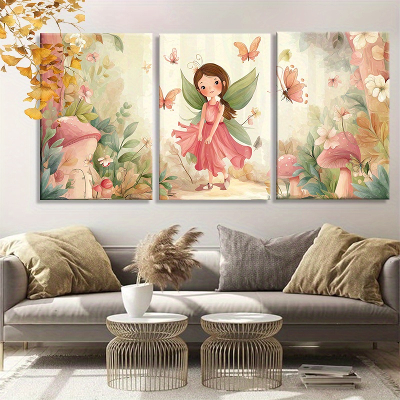 Framed 3pcs Fairy and Butterflies Wall Art