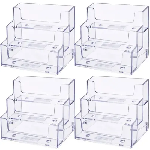 4 acrylic business card holders transparent 3 tier design for durable large capacity 180 cards ideal for office meetings