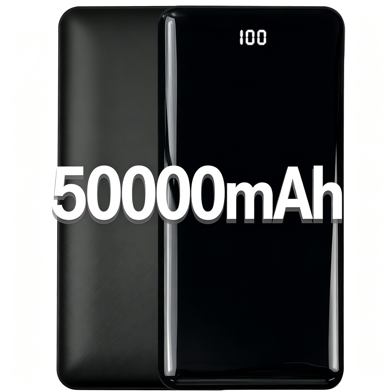 Image of 50000mah High Capacity Portable Power Bank, Digital Display, Built In Flashlight, Multi Type C And Micro Usb Ports, 22.1w, Black And Red , Outdoor Emergency Battery Charger, Perfect Practical Gift For