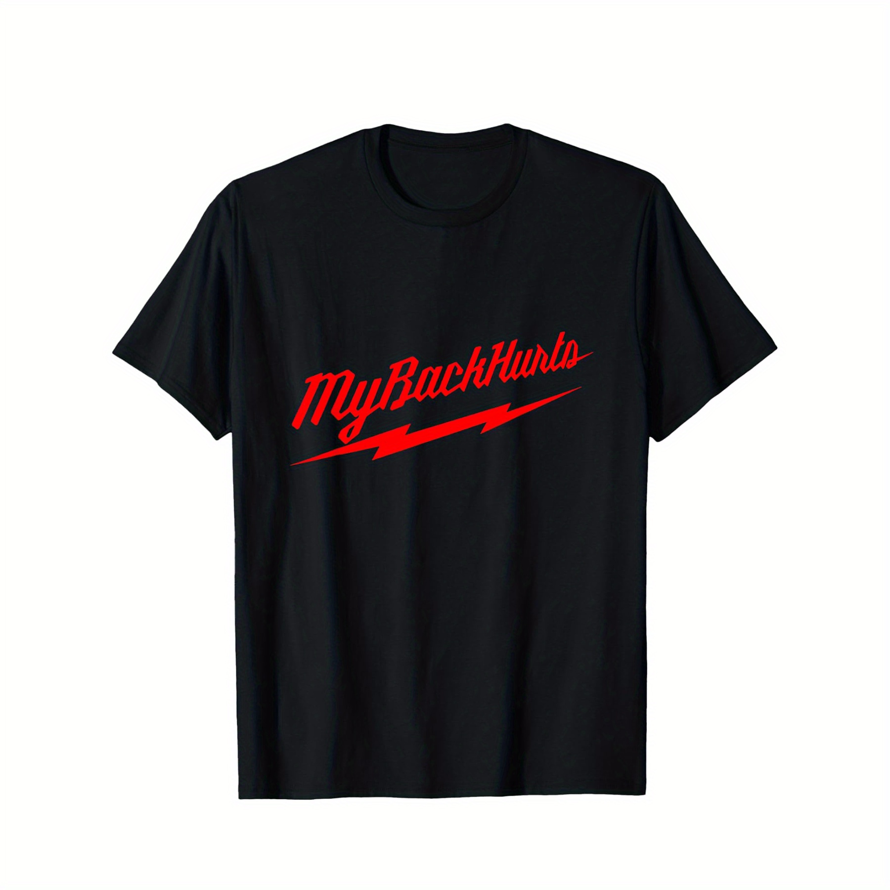 

1pc Men's Casual Cotton T-shirt With "my Back " Print, Round Neck, Knit Fabric, Non-stretch, 220gsm, Comfortable Breathable , Ideal For Sports & Gifts