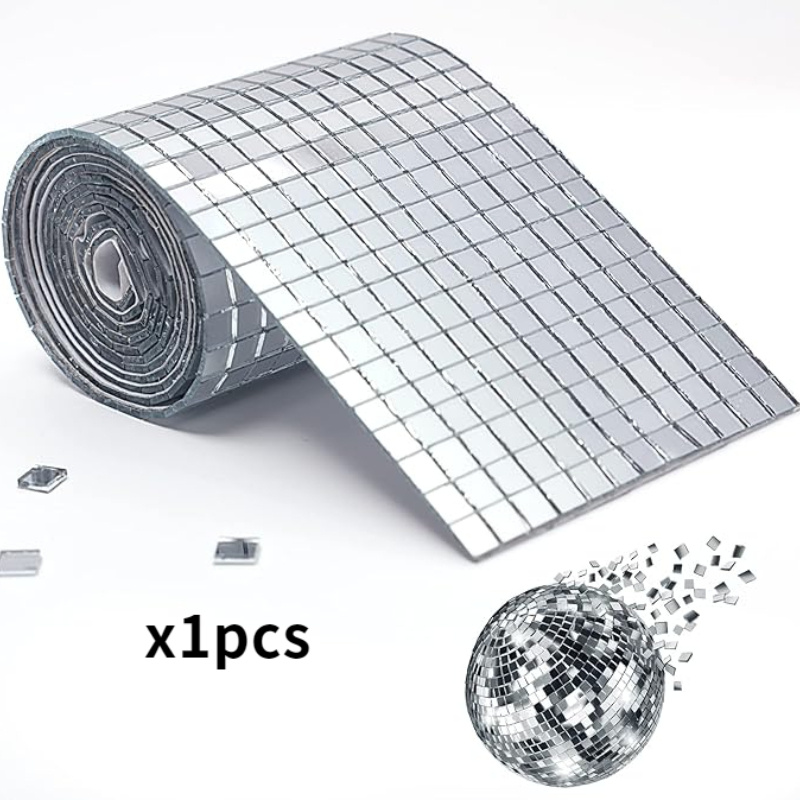 Image of Self Adhesive Disco Ball Glass Tile 5x5mm - Reflective Mini Square Mirror, Suitable For Diy Handicrafts, Scrapbooking, And Decoration, Suitable For Indoor And Outdoor Use (1.57x11.81 Inch Packaging)