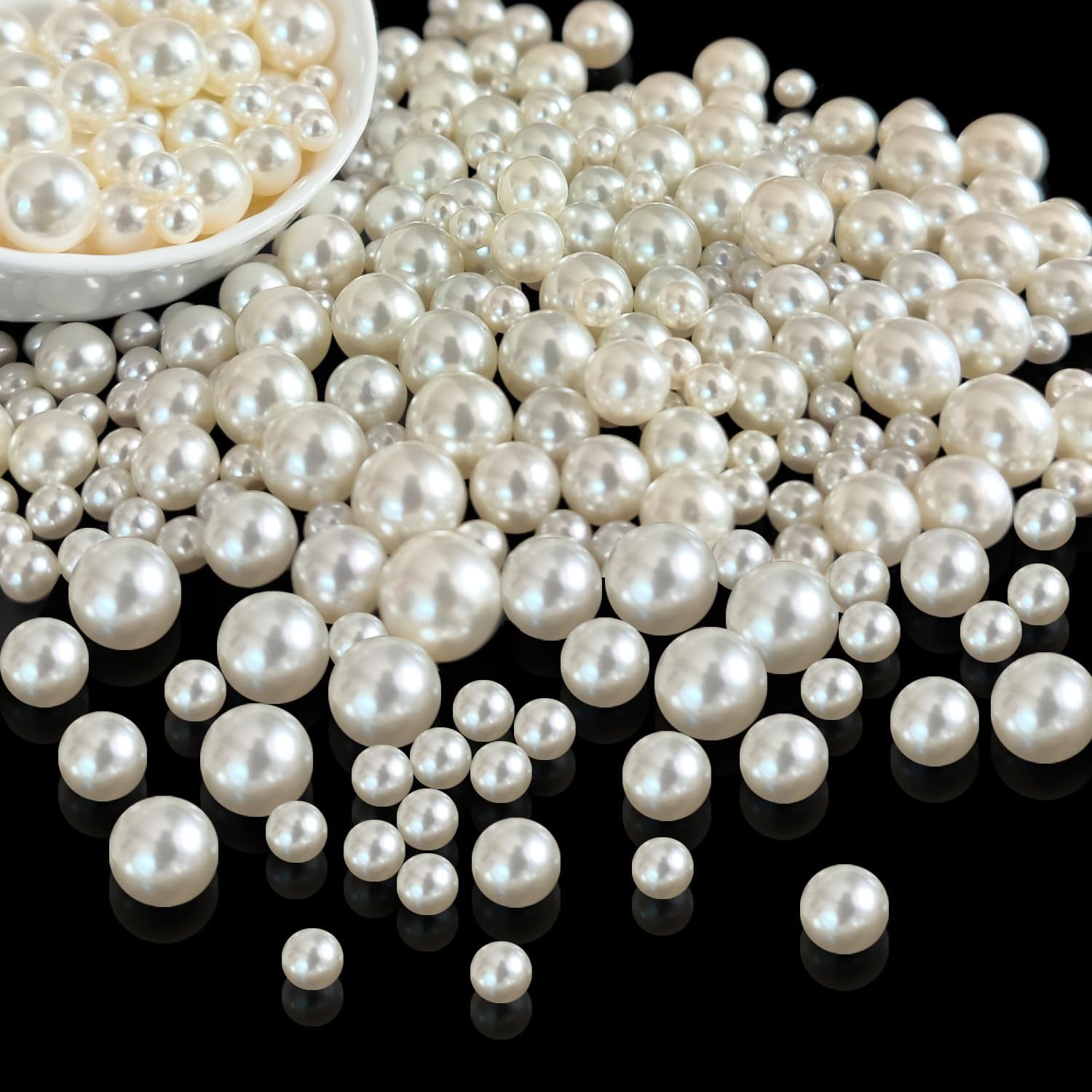 600pcs 3 Size Beads For Crafts 5mm/ 8mm/ 10mm Round Loose Beads With No Holes For Assortment Beading