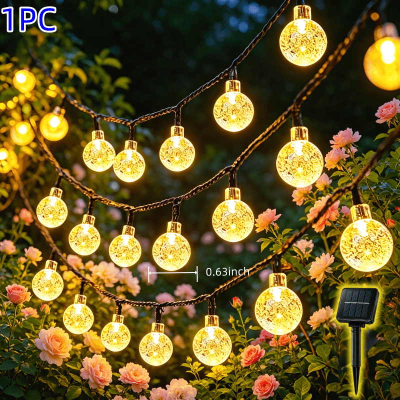TEMU 1pc Outdoor Solar String Lights, //100 Leds, 10 Lighting , Ip54, Perfect For Christmas, Halloween, Garden, Bedroom, Wedding And Birthday Party