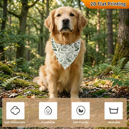 2d flat 1pc botanical leaves dog decoration pet drool bib soft and neckerchief adjustable and non choking suitable for small to medium dogs dog neckerchief and cat bib does not shed or fade in