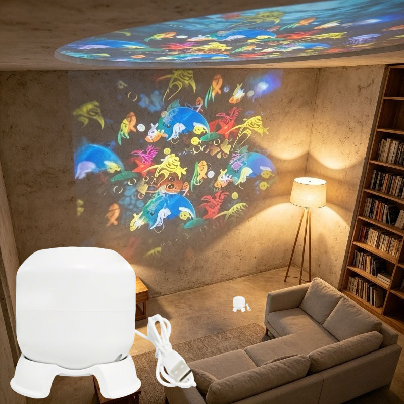 TEMU Night Light - Led Starry Sky Ocean Projection Lamp, Usb Dynamic Projection Night Light, Portable Led Ambient Night Light, Projects Multiple