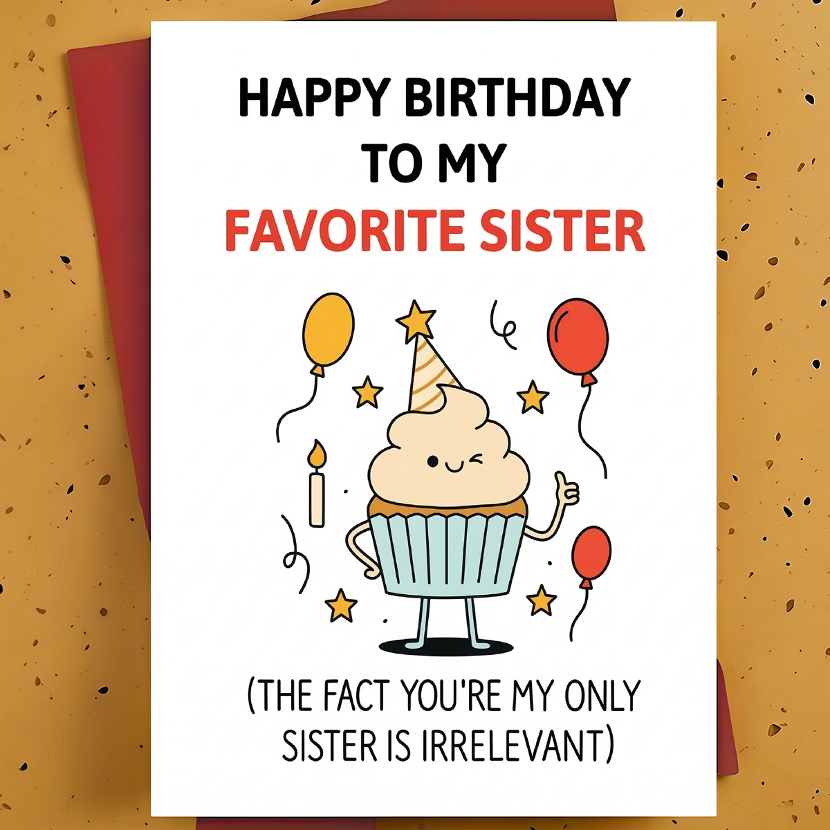TEMU 1pc Birthday Greeting Card For Sister With Cute Cupcake Design Perfect For Celebrating Your Sister On Ideal For Family Gift