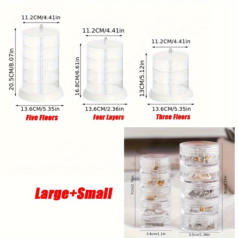 3 tier rotating jewelry organizer transparent plastic storage box for hair accessories rings bracelets multi compartment design with lid ideal for dressing table jewelry organizers   Product details 3