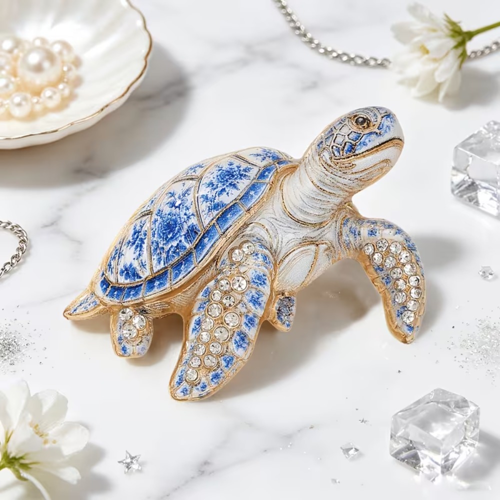 Baroque Elegant Gradient Enamel Turtle Brooch, Gift