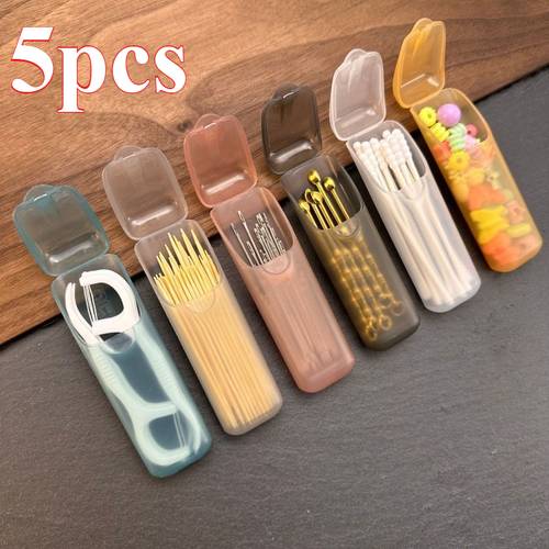 5pcs mini portable oral for can store dental floss medicine toothpicks and swabs hygiene storage designed for oral care non food contact use