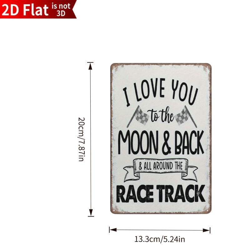 TEMU 2d Flat, 1pc Vintage Racing Checkered Flag Wall Decor Sign "i Love You " - Wood Suitable For Indoor/outdoor Use, Distressed Retro, Wedding,