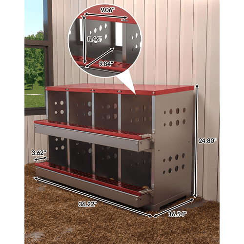 chicken nesting box galvanized steel chicken laying boxes for hens with 8 training eggs tray easy wall mount for backyard coop