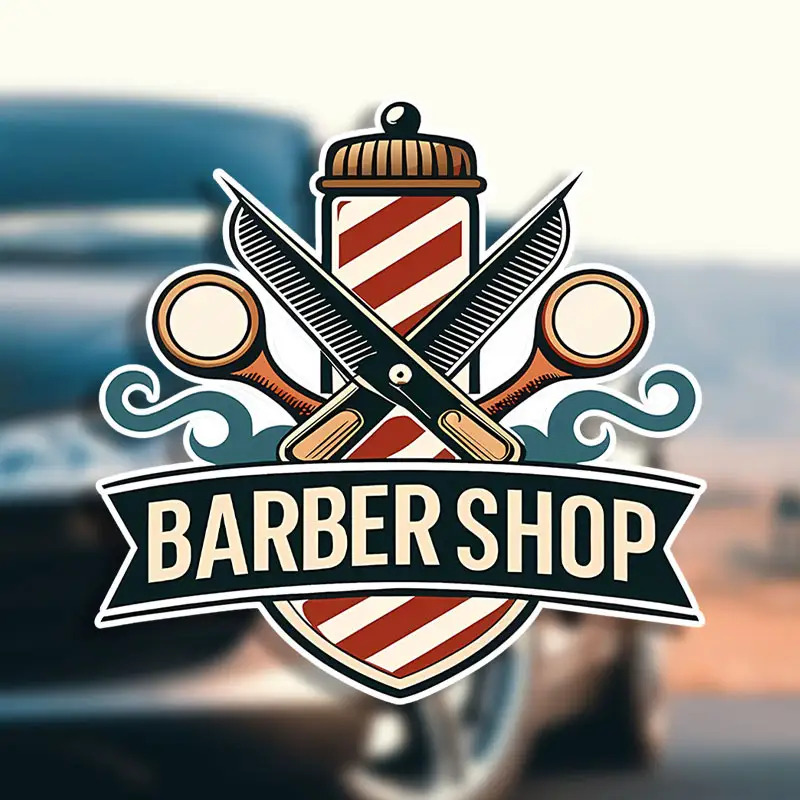 barber shop stickers waterproof and durable with scissors comb design suitable for cars motorcycles laptops unique gift idea     haircut theme high quality printing motorcycle decals    