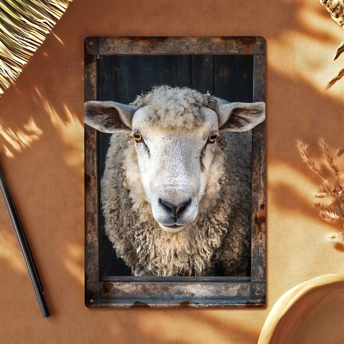 TEMU 2d Flat, Rustic Sheep Metal Sign| Cute Farm Sheep Window, Cozy Farmhouse Nooks, Ideal For Country Home Enthusiasts, Farmhouse Decor Lovers,