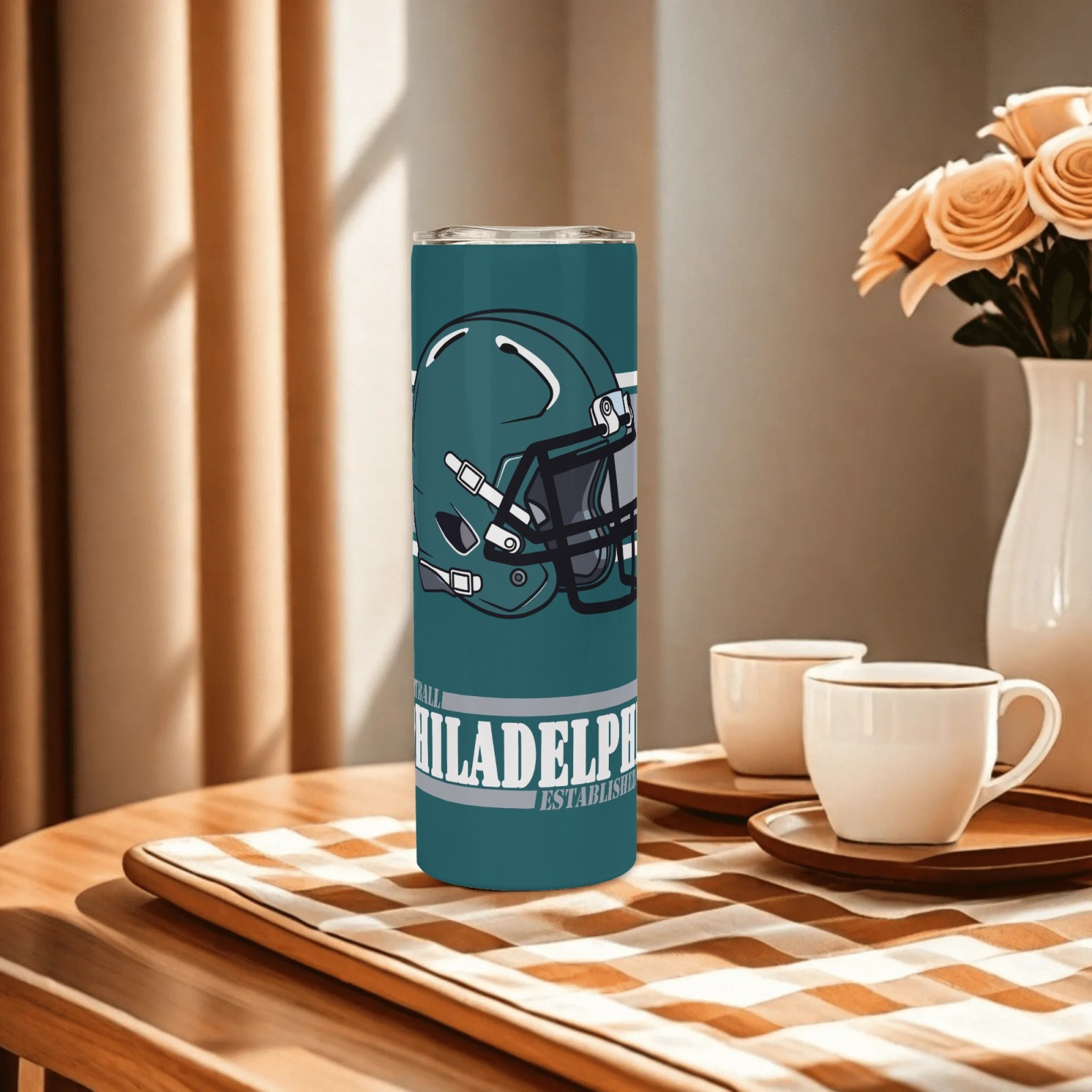 1pc philadelphia football insulated stainless steel cup with lid     work road trips valentines day easter ramadan   gift for fans 5