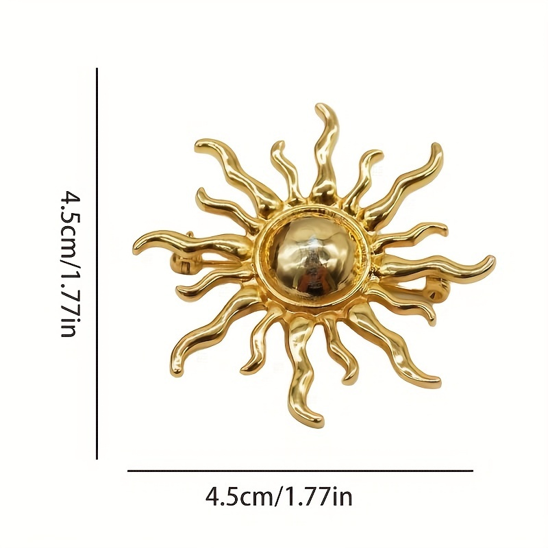 Broche Vintage SOLEIL En Métal Doré - Occasion En Bon état