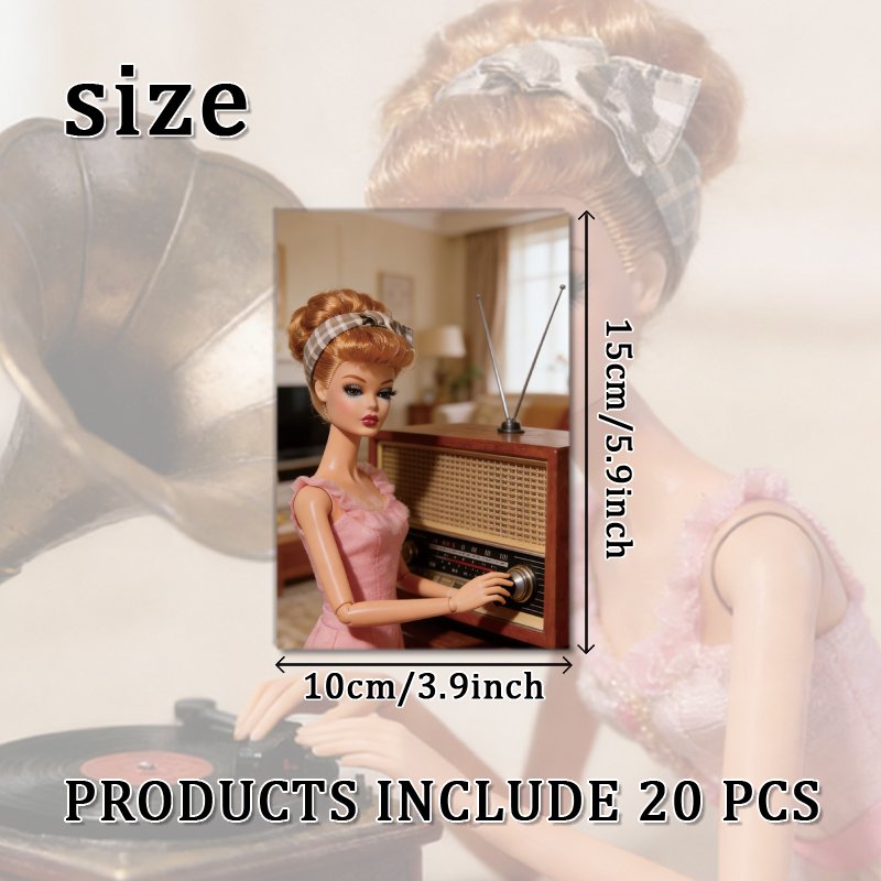 TEMU 20pcs/set Whimsical Vintage Doll Daily Life Theme Postcards: Nostalgic Aesthetic Design, Unique Gift For Doll Fans & Style Lovers, Suitable For