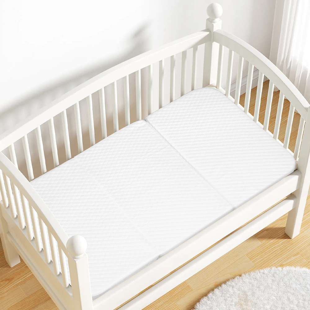 TEMU Folding Baby Cot Mattress With Carry Bag, 99 X 68 X 5.5cm Trifold Style Crib Mattress, Dual-sided Foam & Removable Zippered Cover, Portable Crib