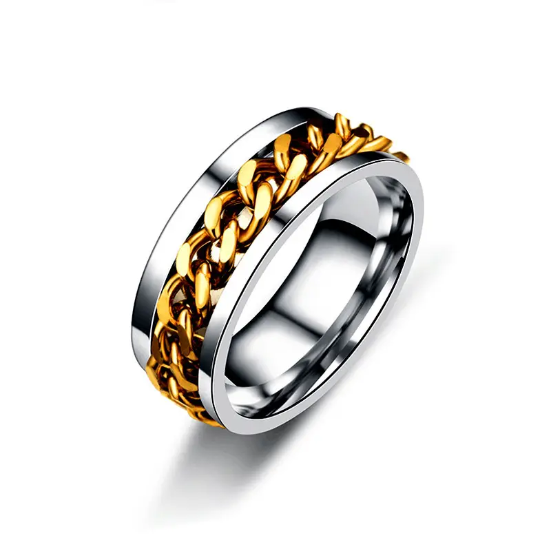 925 silver rotatable chain ring fashion creative casual attire mens and womens rings Product details 1