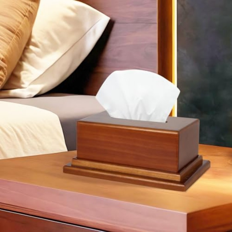 wooden tissue box cover with hidden compartment decorative facial   multi functional storage for bathroom office nightstands elegant wooden tissue holder with secret storage bathroom organizers and storage nightstand organizer modern aesthetic polished   Product details 6