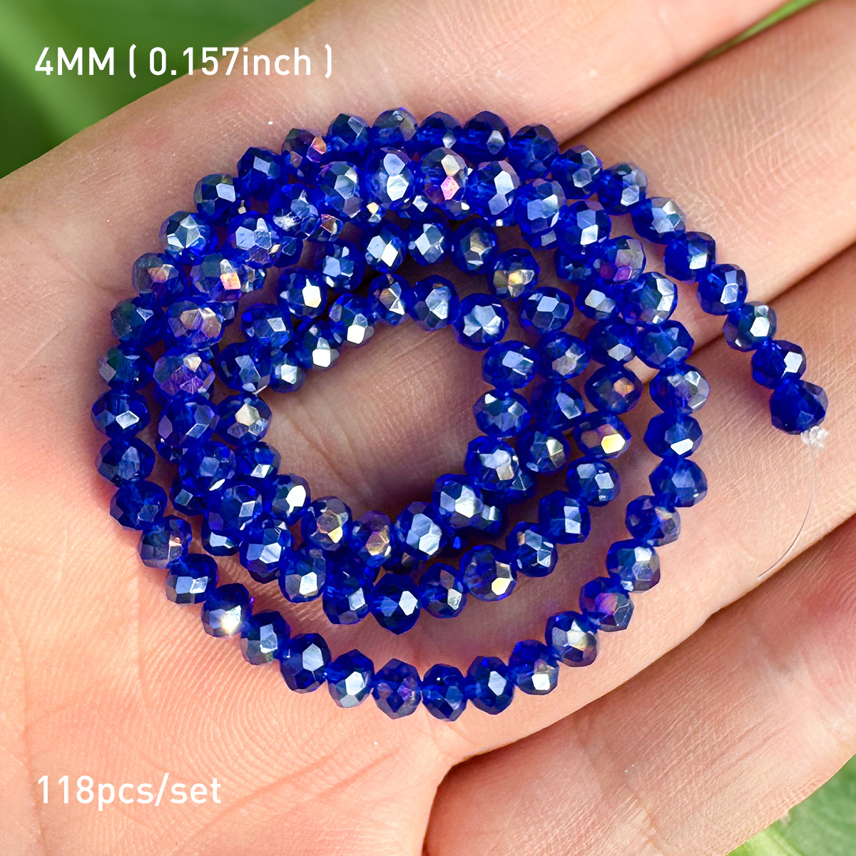 TEMU Perline piatte 2D - 4/6/8 mm Blu Profondo AB, cristalli artificiali e sciolte per di gioielli come braccialetti e orecchini