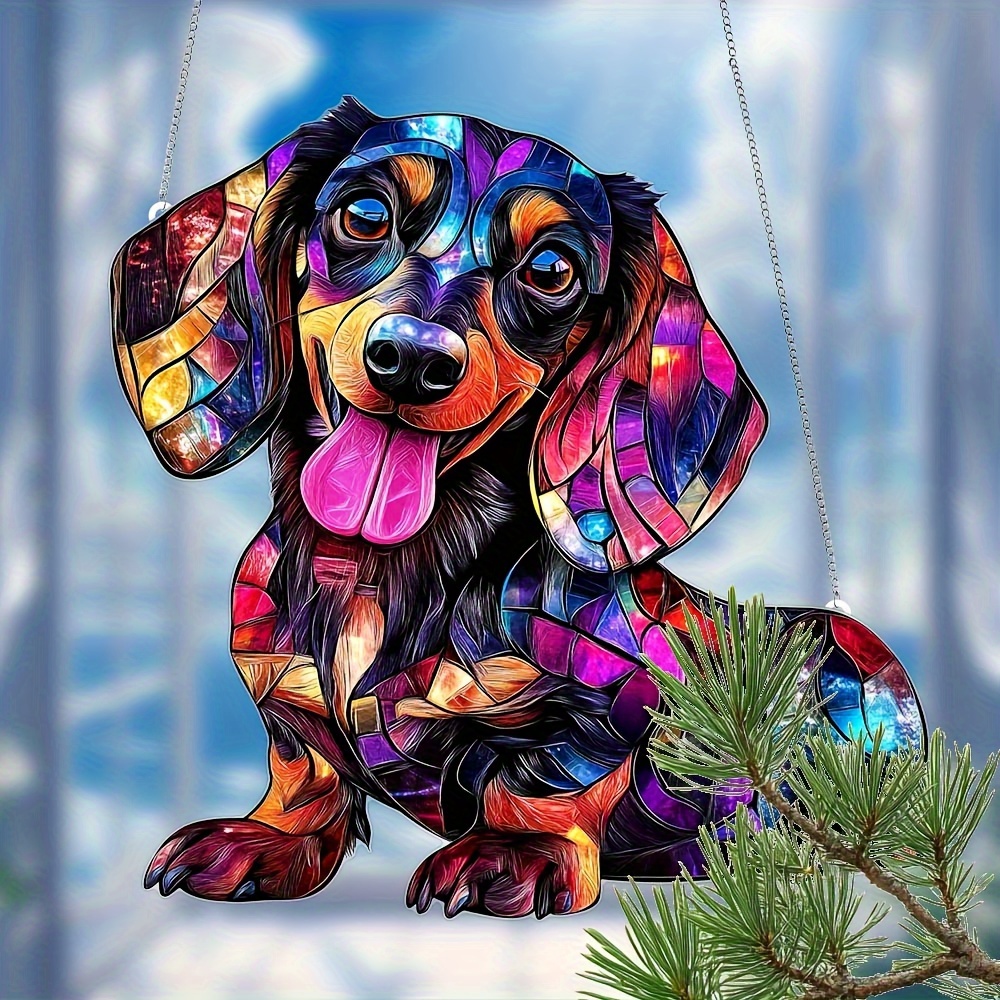 TEMU 2d Flat, 2d Flat Acrylic Sun Catcher With Barret 20.32cm* 20.32cm-- A Perfect Gift For Dog Lovers, Women, And Barret Dog Enthusiasts, Suitable