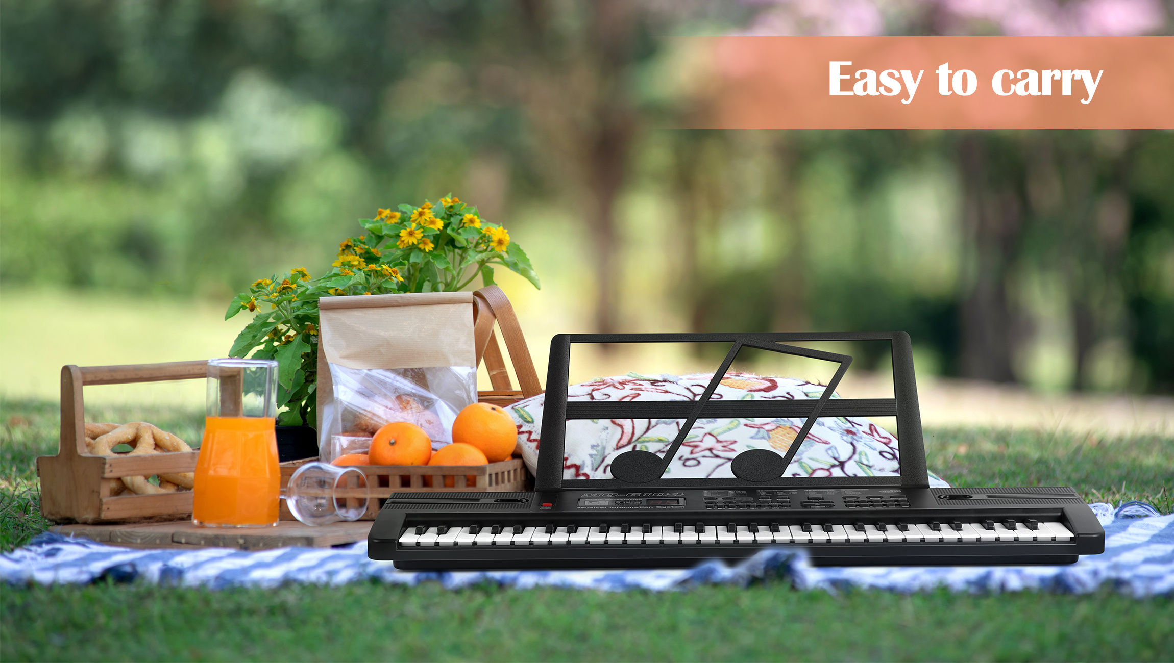 61-Key Portable Keyboard Piano for Beginners with Built-in Speakers, Teaching Mode, Microphone & Music Stand - 25.5-inch Electric Piano Suitable for /s, /
