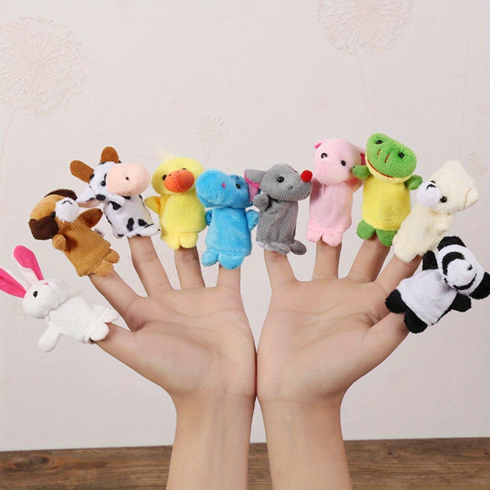 5pcs random style soft plush animal finger puppet set colorful animal designs parent child interactive toy child sized finger puppets for   role play accessories