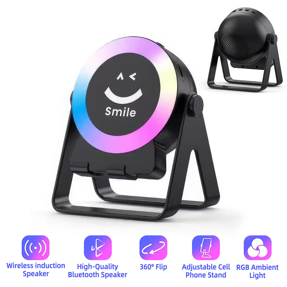 TEMU 4-in-1 Wireless Wireless Speaker & Phone Stand With Rgb, , Compatible For Video Calls/, - Portable Speaker With Sturdy Stand, For