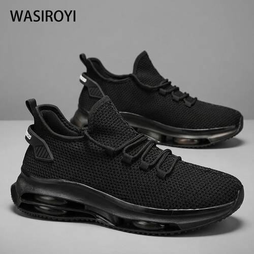 mens full length air cushion breathable mesh shoes shock absorbing anti slip sports sneakers lightweight wear resistant casual running shoes for outdoor and daily wear