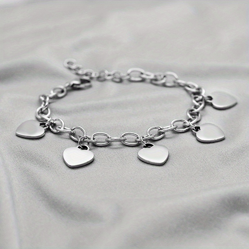 TEMU 1 Pulsera de Cadena de Acero Inoxidable con Personalizado y Colgante de , Estilo Minimalista, Ideal para Regalos del Día de la y San Valentín,