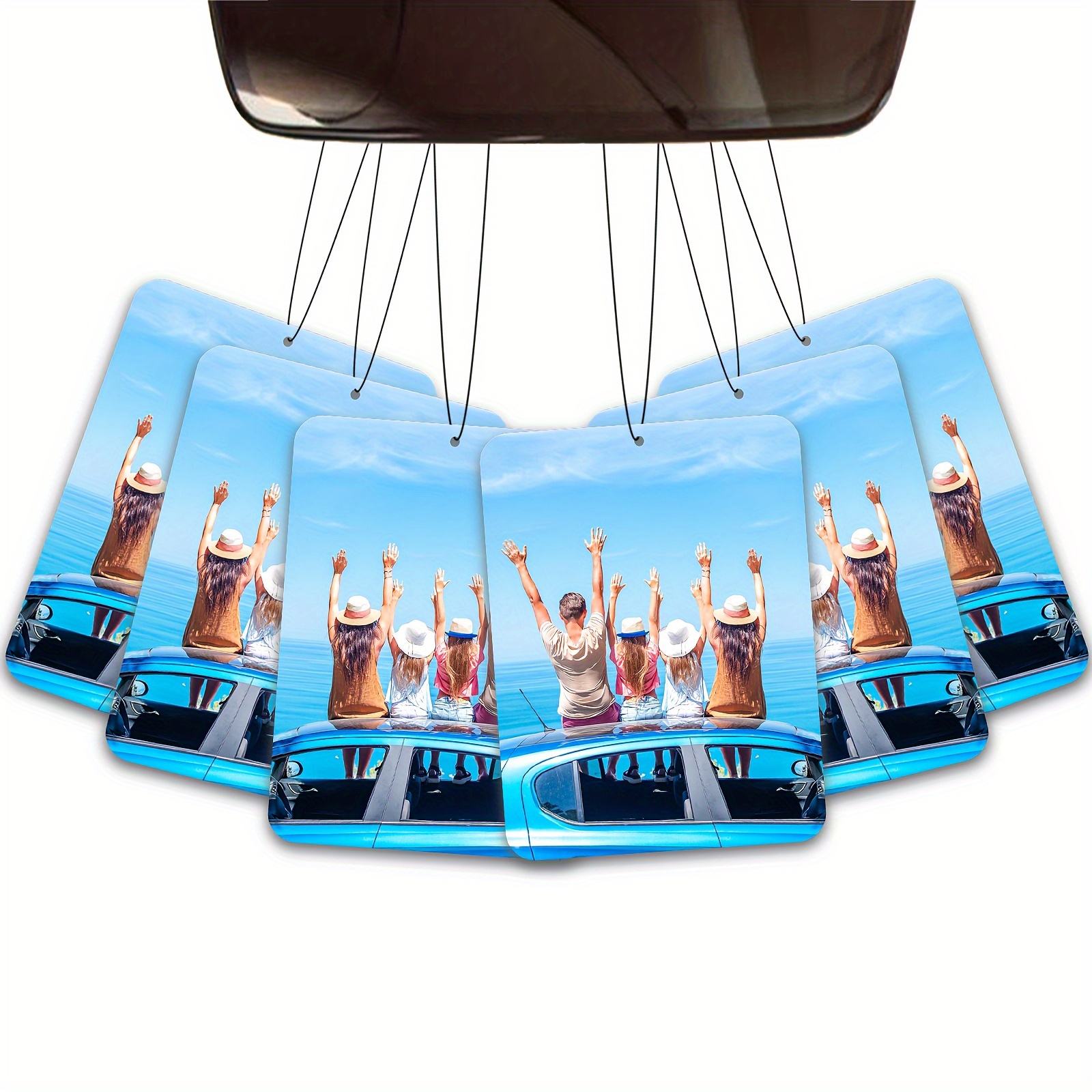 TEMU Set Of 6 Personalized Car Air Fresheners Features Double-sided Printing With Images, Logos, And Text - Ideal For Valentine's Day, Birthdays, And Anniversaries