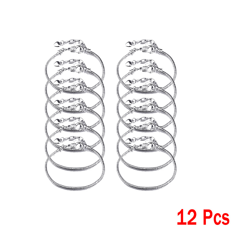 TEMU 12pcs Bracelets Breloques Chaîne de Argentée Réglable en Acier Inoxydable avec Extenseur Cœur pour la Création de Bijoux et Artisanat, Longueur