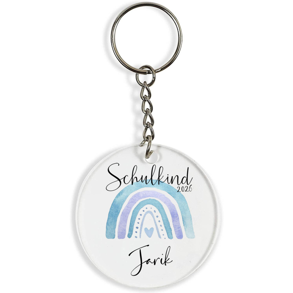Image of 1pc 2026 Personalized German Schulkind Back To Gift, Rainbow Acrylic Keychain Ornament With Custom Name, Party And Holiday Gifts, School Gift