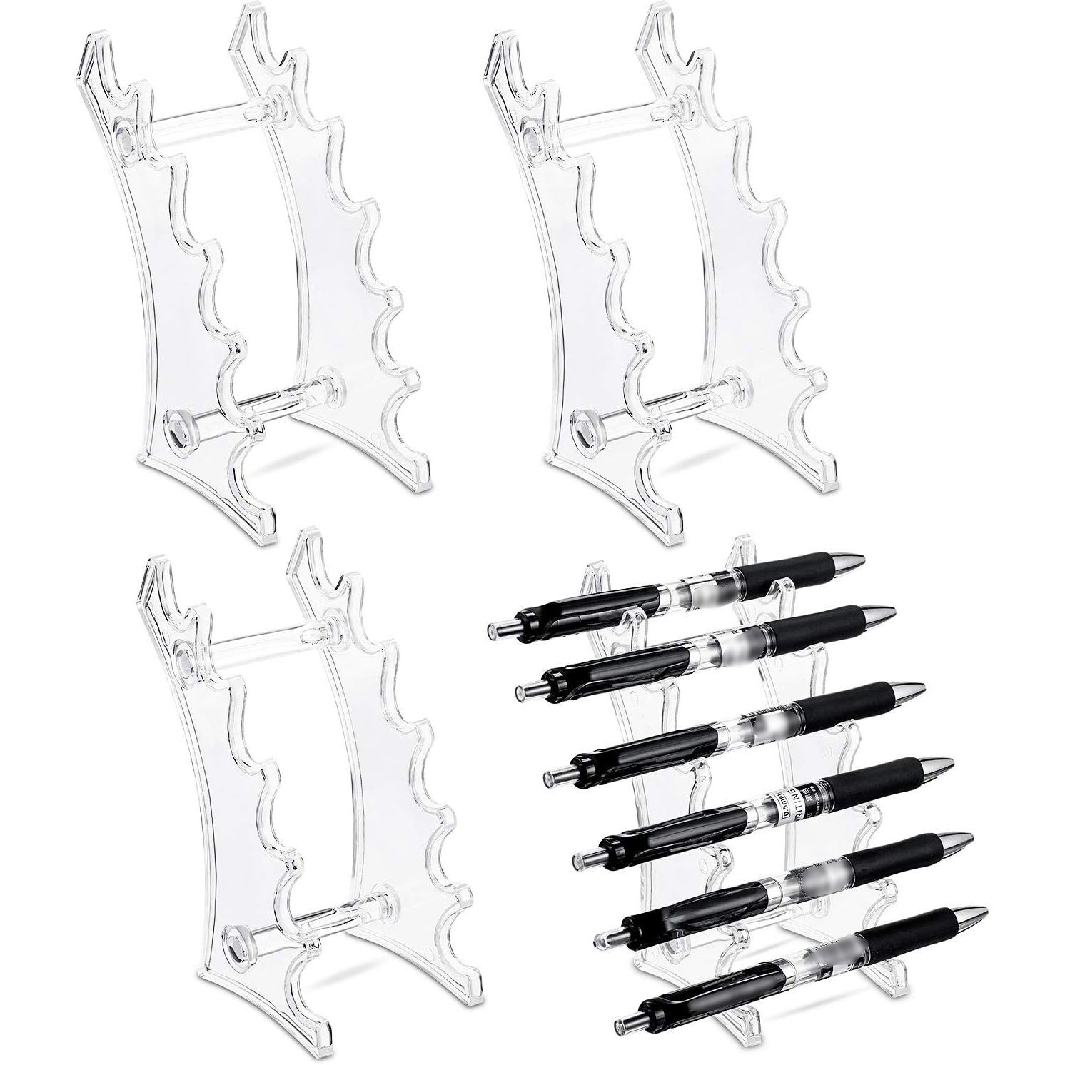 TEMU Ensemble de 4 porte-stylos en plastique, présentoir à 6 emplacements pour crayons à sourcils, présentoir pour pinceaux de Cosmétique, étagère de