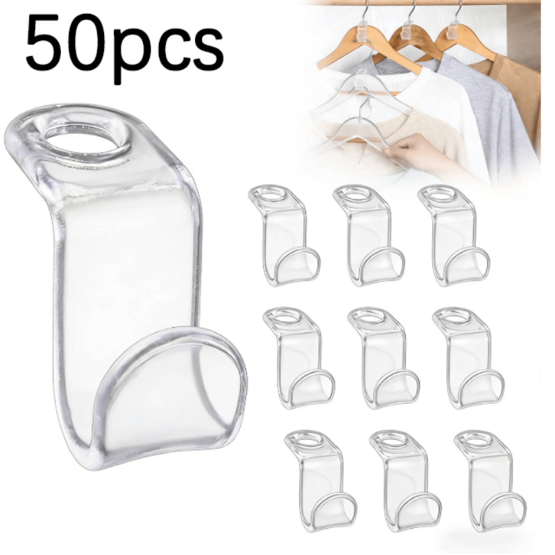 TEMU Hanger Connecting Hook, Transparent Style, Stackable To , Wardrobe Storage Artifact, Hanging Clothes Connecting , Utility Hooks