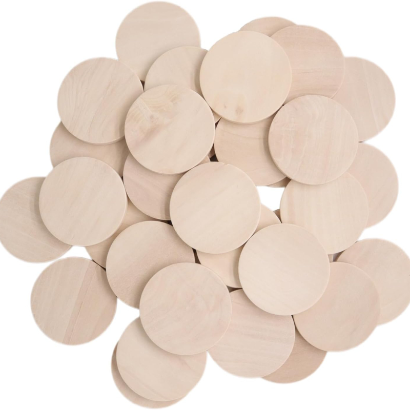 TEMU Disques en bois non , tranches et découpes vierges, épaisseur de 0,16 po (0,4 cm), diamètre de 1 po (2,5 cm), lot de 20 ou lot de 50, pour ,