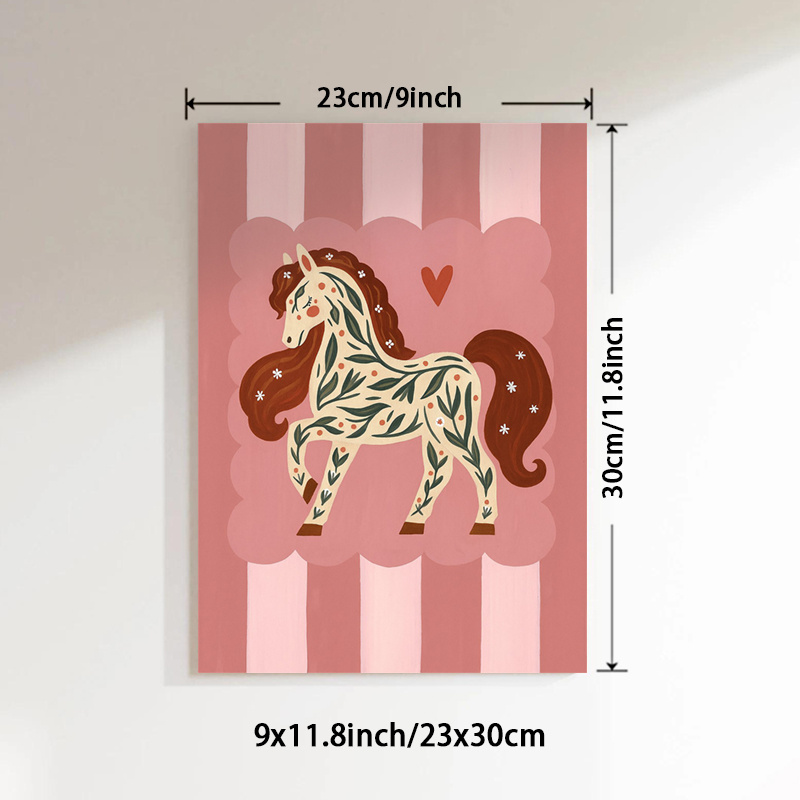 E-shop 2D Flach, 2D Flach, . Ungefrästes, bezauberndes Pferde-Leinwandgemälde, romantische Liebes-Wandkunst, floraler Design-Kunstwerk-Druck,
