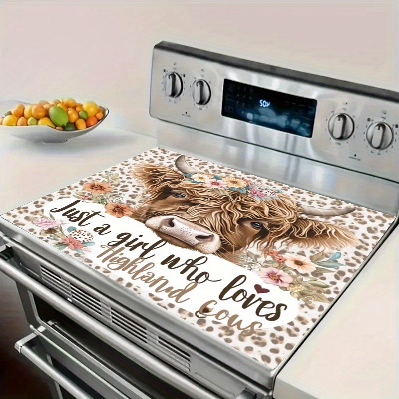 TEMU 1pc Cozy Kitchen With Highland Cow Design, Rustic Style Heat- Trivet, Decor, Cute Animal Pattern, Kitchen Heat Pad