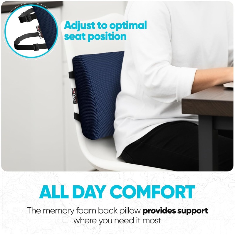 lumbar support cushion back support for office chair and car seat back rest for gaming chair memory foam pillow desk chair cushion breathable washable cover adjustable straps Product details 2