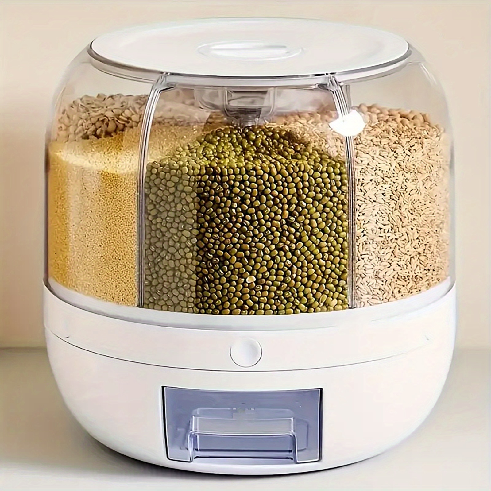 Temu – TEMU Large Capacity Rice Container, 22-pound Rice Dispenser With Swivel Function, 360° Rotating Food Dispenser For -touch Rice Dispensing, Ideal For
