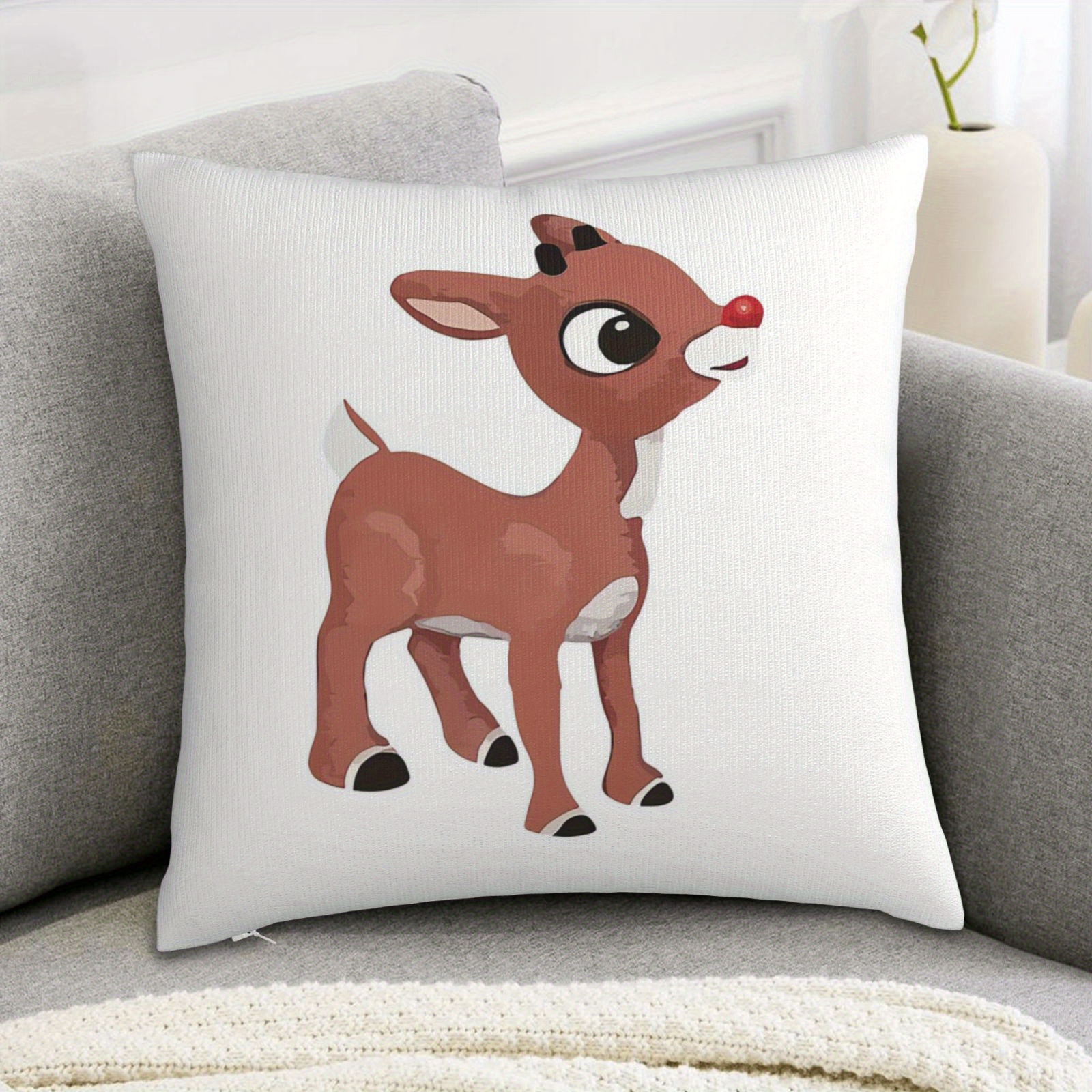 TEMU 1 housse de coussin 18x18 - Double face, douce, fermeture éclair - Idéale pour la décoration de Noël et d'hiver, lavable en machine