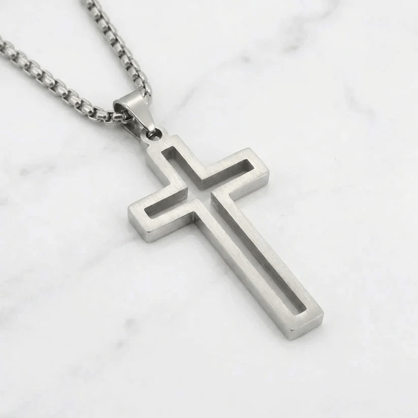Men's Vintage Punk Hollow-Out Cross Pendant Necklace
