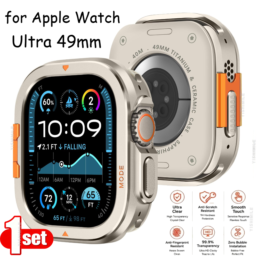 TEMU [aluminum Alloy Cover] 1pc Titanium Edge-protection Watch Case For Watch /2/1 49mm, Newly Upgraded Seconds Installation, Oleophobic Coating,
