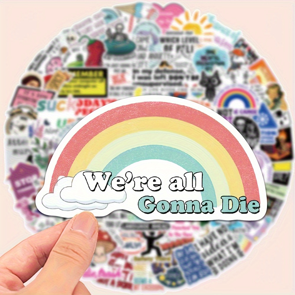 TEMU 50 Funny And Satirical Quote Stickers - Reusable Matte Vinyl For Laptops, Water Bottles, And Notebooks - Self-adhesive Fun Stickers For Notebook Decor - With Matte End