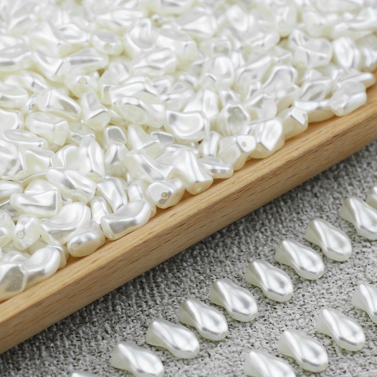 TEMU 300pcs 8Mm Perles Lâches Non Rondes Blanc Crème, Perles d'Espacement Acryliques, Perles Décoratives pour la Fabrication de Bijoux de Perles,