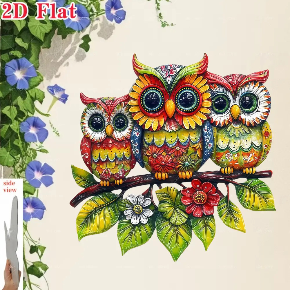 TEMU 2d Flat - ã2d Flatã 2d Flat - [2d Flat] 2d Flat Printing, 1pc, Outdoor Yard Decor Beautiful Owl, Bohemian Wall Decoration, Suitable For Lawn,