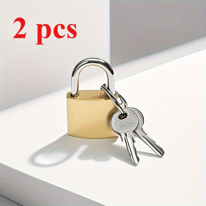 1pc/2pcs Polished Brass Padlock With Key - Compact Security Lock For Home, Outdoor Use, And Protection | Lock | Classic Padlock Design | Household Door Lock With Polished Brass Finish