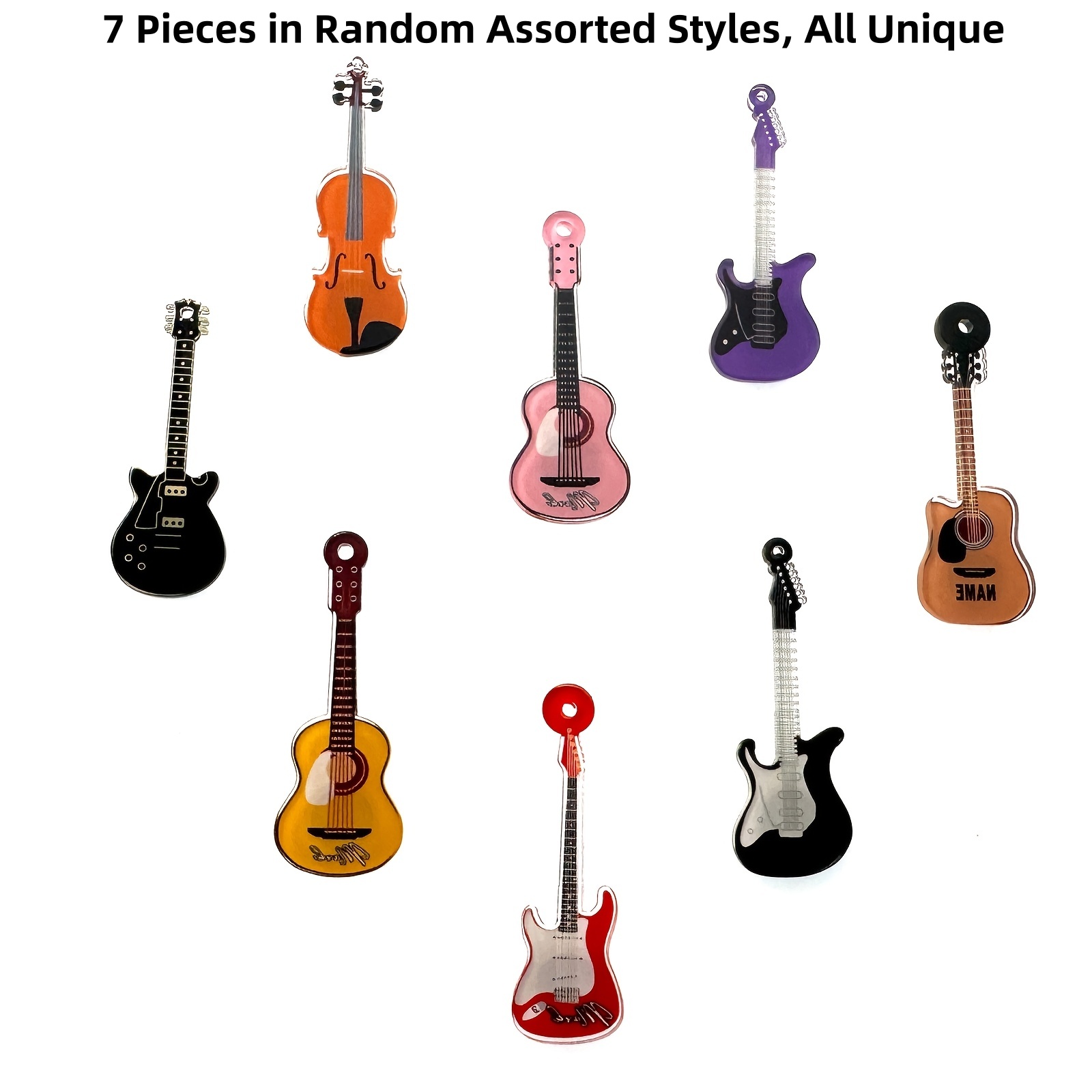 E-shop 7-teilige Gitarren-Kühlschrankmagnete – Acryl-Musikinstrument-Kühlschrankmagnete, geeignet für Whiteboards, Büros, Klassenzimmer, Karten,